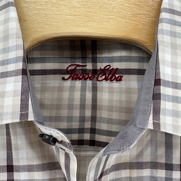 Tasso Elba Mens Plaid Office Wear Preppy Long Sleeve Button Up Shirt XL - Picture 9 of 9